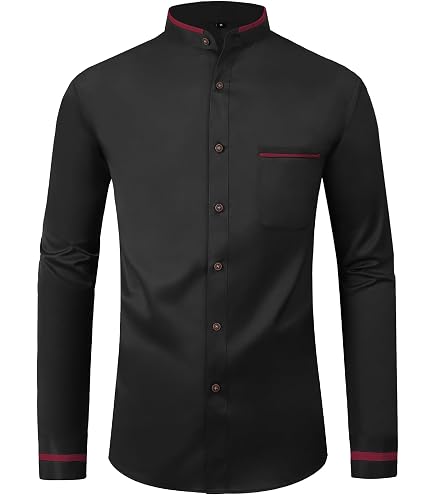 Amazon.com: ZEROYAA Men's Mandarin Collar Oxford Button Down Shirt